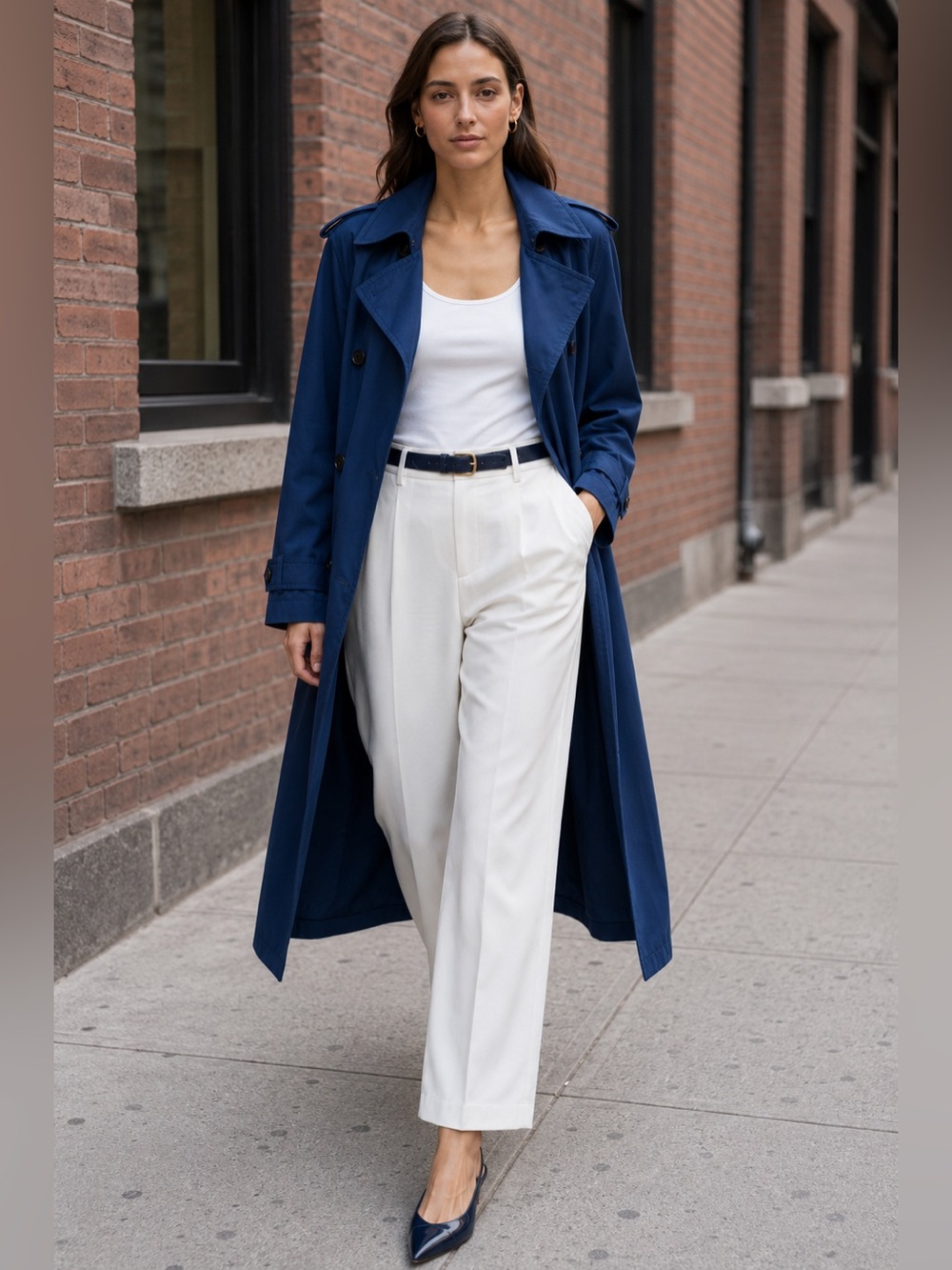 Lauren Ralph Lauren Black Label Featherweight Twill Trench Coat sz: 12 Blue - Picture 2 of 11